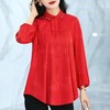 X009 长袖雪纺衫女新款洋气时尚大码小衫遮肚子宽松中年妈妈显瘦上衣 商品缩略图8