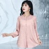 X009 长袖雪纺衫女新款洋气时尚大码小衫遮肚子宽松中年妈妈显瘦上衣 商品缩略图3
