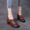 FR-C39001 粗跟真皮单鞋女中跟女士皮鞋2022春秋新款民族风套脚牛皮妈妈鞋 商品缩略图0