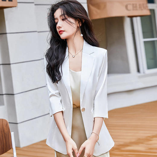 MGG-JZ-707 绿色新款气质通勤小西装工作服修身一粒扣韩版女士外套 商品图1