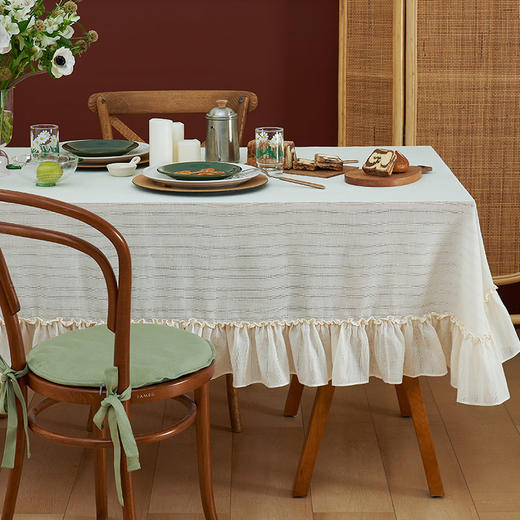 萝莉象牙白纯色高级法式风餐桌布 商品图0