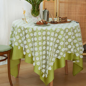 蕾丝雏菊棉质蕾丝双层圆桌布
