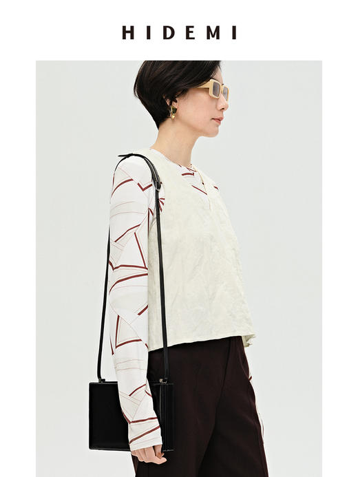 HIDEMI 几何印花弹力圆领上衣 商品图2