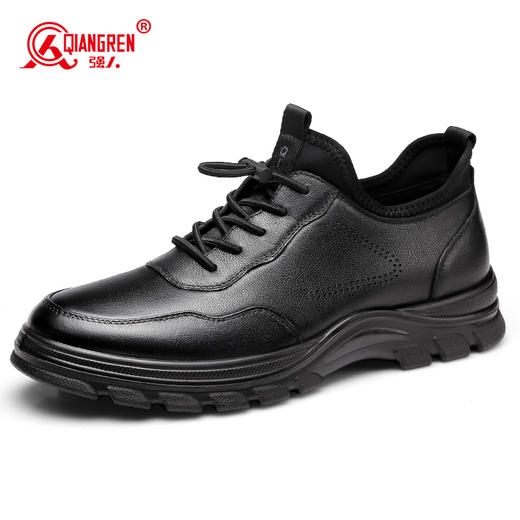 强人休闲鞋男时尚百搭头层牛皮透气单皮鞋轻便舒适系带款男鞋 商品图4