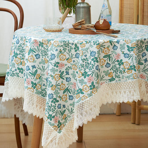 森细碎化蕾丝边法式风圆桌布 商品图0
