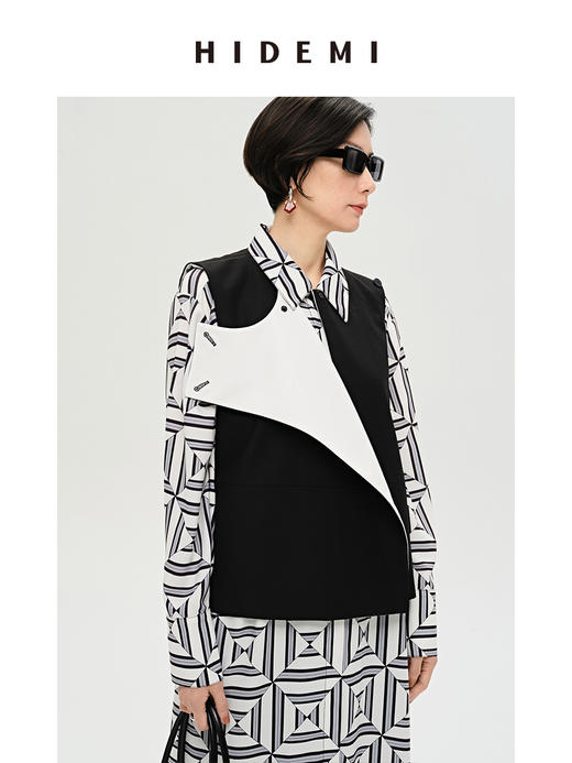 HIDEMI 经典几何印花廓形长款衬衫连衣裙 商品图5