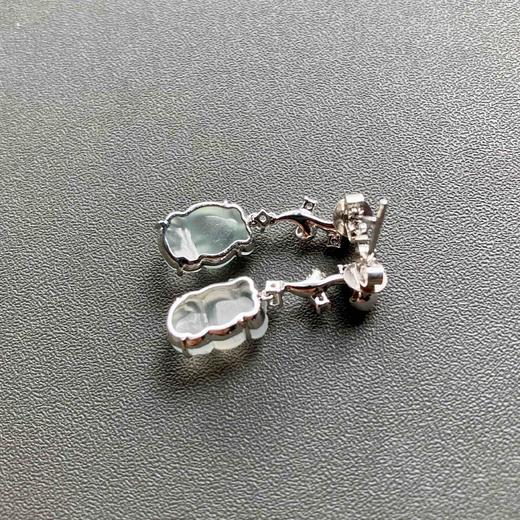 高冰种翡翠金鱼金玉满堂耳坠18k白金钻石蓝宝石镶嵌 商品图5