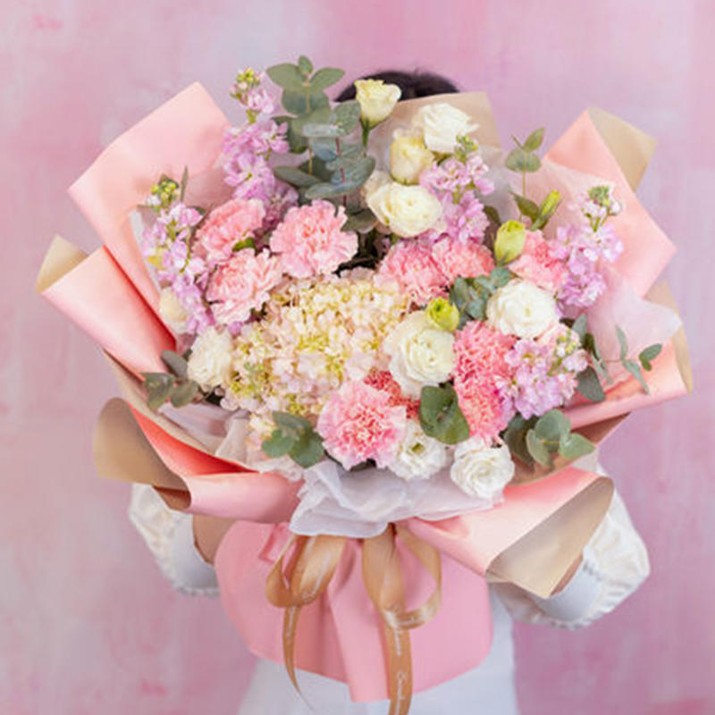 33朵康乃馨混搭韩式花束送妈妈老师领导长辈节日感恩母亲节圣诞节