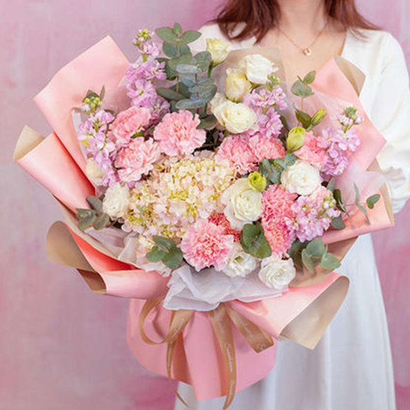 33朵康乃馨混搭韩式花束送妈妈老师领导长辈节日感恩母亲节圣诞节