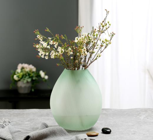 创意轻奢绿色蒙砂玻璃花瓶-23/30螺纹扭缸绿 商品图0