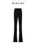 HIDEMI 黑色竖条冰麻开衩喇叭神裤 商品缩略图0