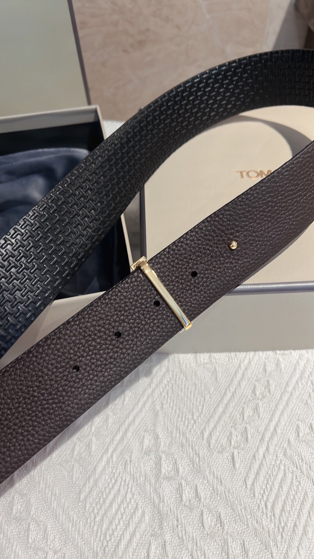 春季特惠90350 tomford汤姆福特 男士t字搭扣双面腰带