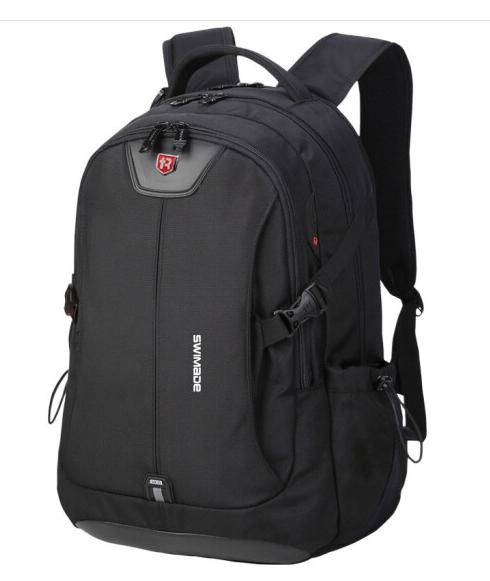 瑞制Swimade 笔记本电脑包瑞制品牌黑色双肩包男女学生书包户外运动休闲男包礼品定制9533黑色【超值人气】 商品图1