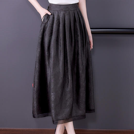 提花半身裙女春秋季新款2022a字百褶裙  KQL9133 商品图1