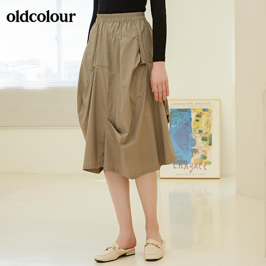 oldcolour秋季新款气质设计感不规则裁剪松紧腰半省裙子BN31063003 商品图1