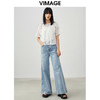 VIMAGE/纬漫纪夏季新款100%棉洋气精致蕾丝钩花镂空T恤上衣V1702303 商品缩略图1