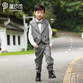 pureshare蓬纱馆 男童西装套装童装西服套装生日宴会走秀款-英豪西装