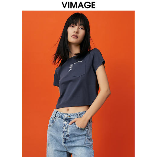 VIMAGE/纬漫纪夏季新款时尚潮流印花短袖t恤上衣V1702302 商品图1