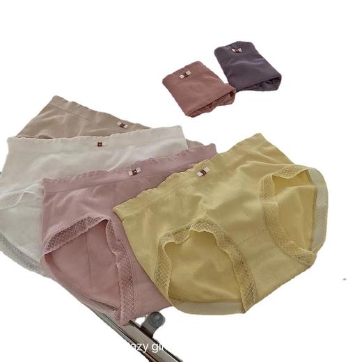 【38女神节大促】奶油玫瑰润肤裤1.0新款2.0无缝舒适透气蕾丝边棉裆内裤女士中腰三角裤 商品图6