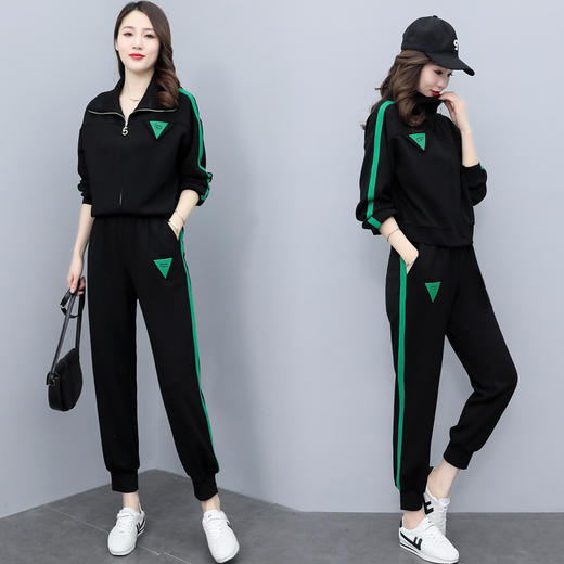 HR  WY8369运动套装宽松大码时尚休闲洋气减龄 商品图1