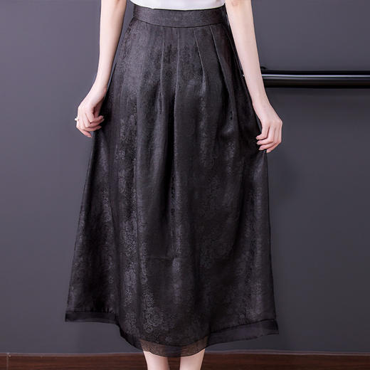 提花半身裙女春秋季新款2022a字百褶裙  KQL9133 商品图4