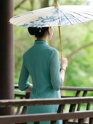 XLS-2021177 改良旗袍女2022年新款年轻款夏季复古民国气质优雅长款连衣裙 商品图3