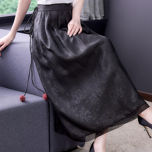 提花半身裙女春秋季新款2022a字百褶裙  KQL9133 商品图0
