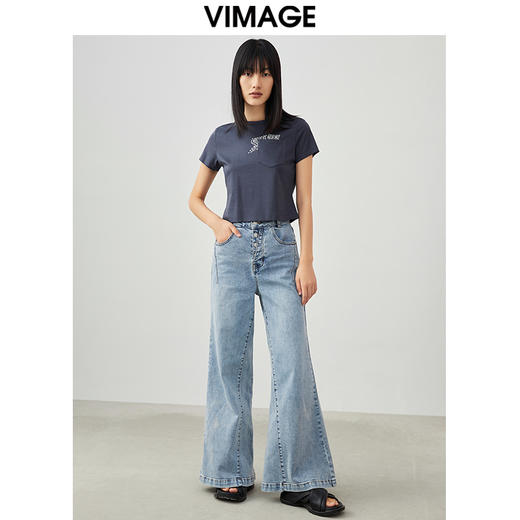 VIMAGE/纬漫纪夏季新款时尚潮流印花短袖t恤上衣V1702302 商品图2