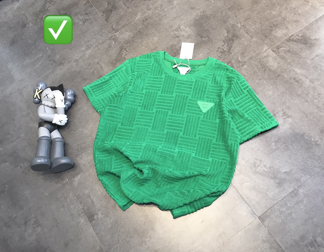 ks bv绿毛巾绣微标植绒格子73短袖t恤 前后全部毛巾绣工艺 衣服里布