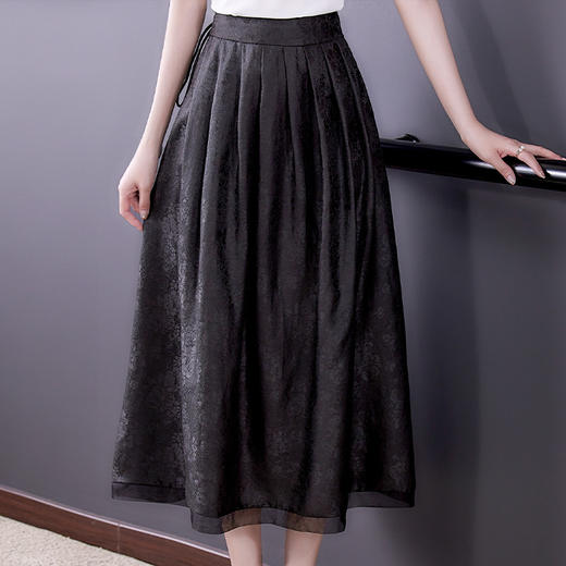 提花半身裙女春秋季新款2022a字百褶裙  KQL9133 商品图2