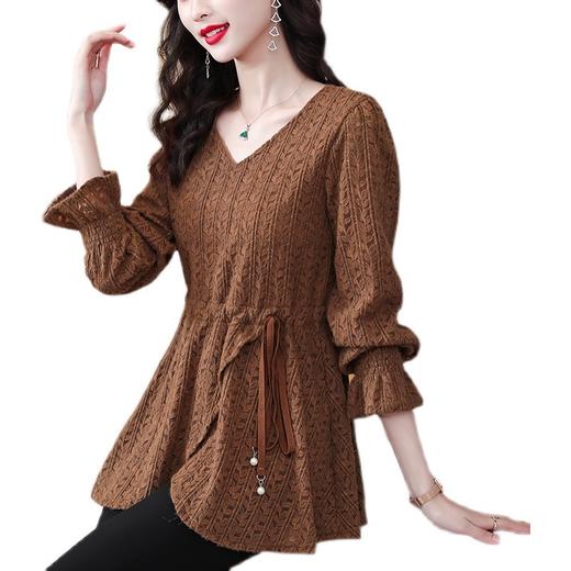 春季新洋气遮肚显瘦百搭V领中长款打底上衣 KQL9219 商品图4