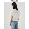 VIMAGE/纬漫纪夏季新款100%棉洋气精致蕾丝钩花镂空T恤上衣V1702303 商品缩略图4