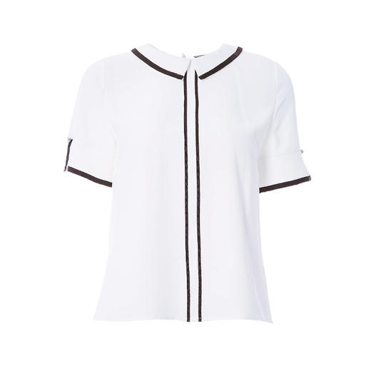 EITIE爱特爱夏季新款气质通勤撞色百搭直筒翻领短袖衬衫上衣B2209902 商品图4