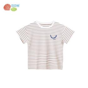 贝贝怡男女童短袖夏季新品海军风经典条纹宝宝上衣