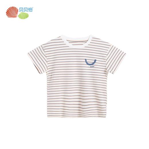 贝贝怡男女童短袖夏季新品海军风经典条纹宝宝上衣 商品图0