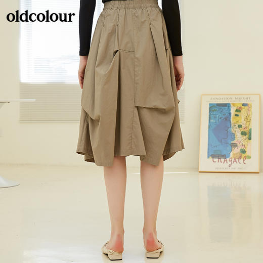 oldcolour秋季新款气质设计感不规则裁剪松紧腰半省裙子BN31063003 商品图3
