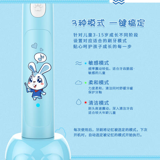 慕小白成人儿童声波无感应线充电动牙刷 商品图3
