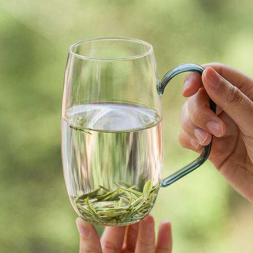 禾器 墨羽杯高硼硅耐高温幽蓝青绿成人家用玻璃办公水杯绿茶杯 商品图1