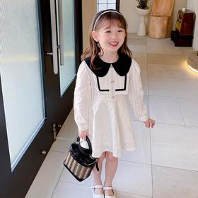 黛唯梵2022新款2022女童春装连衣裙娃娃领2022新款宝宝公主裙儿童春秋长袖裙子
