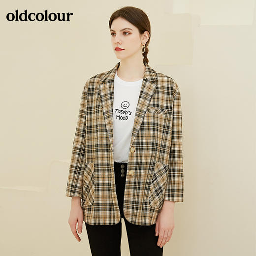 oldcolour秋季新款气质复古大格子宽松炸街小西装外套女BN31048024 商品图1