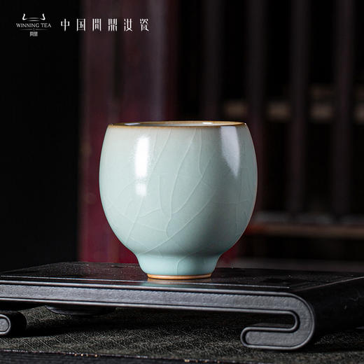 问鼎汝瓷复刻款天青精工款绿萼杯 商品图0