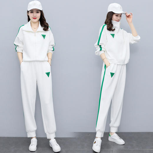 HR  WY8369运动套装宽松大码时尚休闲洋气减龄 商品图0