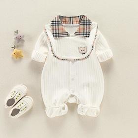 黛唯梵2022新款婴儿衣服春装套装百天男宝宝超萌连体哈衣