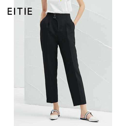 EITIE爱特爱春季新款时尚气质通勤百搭显瘦女高腰直筒休闲裤A2205909 商品图0