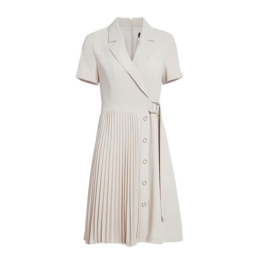 EITIE爱特爱春季新款显瘦a字通勤百搭时尚百褶收腰西装连衣裙B2207902 商品图5