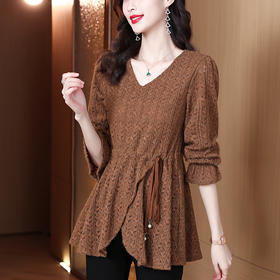 春季新洋气遮肚显瘦百搭V领中长款打底上衣 KQL9219