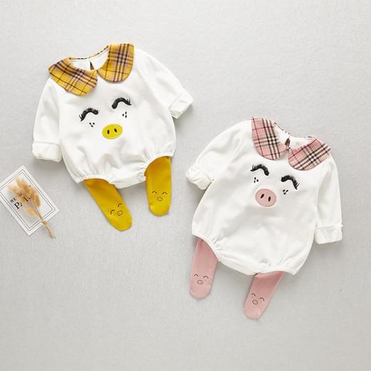 黛唯梵2022新款婴儿秋装衣服长袖0-3-4个月女宝宝三角爬服公主春季新生儿连体衣 商品图0