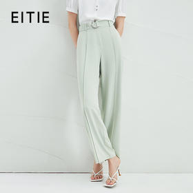 EITIE爱特爱夏季新款气质通勤显瘦清新绿色高腰直筒休闲裤女A2205921