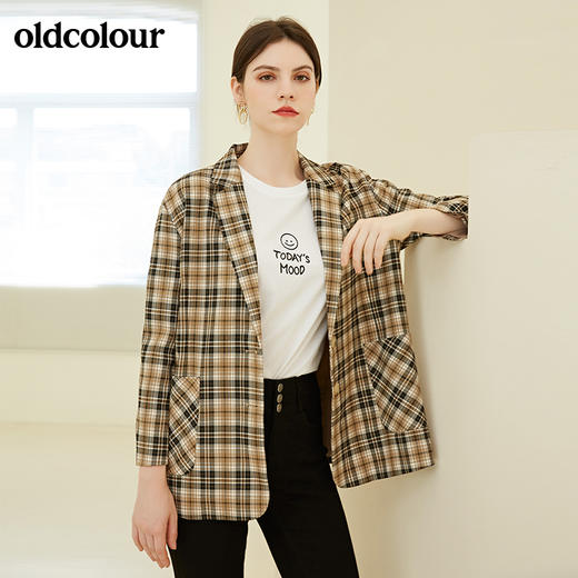 oldcolour秋季新款气质复古大格子宽松炸街小西装外套女BN31048024 商品图0
