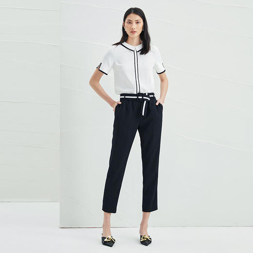 EITIE爱特爱夏季新款气质通勤撞色百搭直筒翻领短袖衬衫上衣B2209902 商品图1